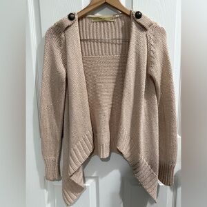 Zara Light Pink Cardigan with Button Epaulette Accents Utility Cargo Military
